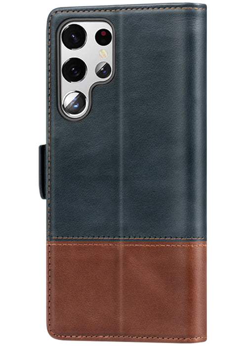 KEZiHOME Galaxy S22 Ultra Case, Genuine Leather [RFID Blocking] Wallet Case Card Slot Flip Magnetic Stand Phone Cover Compatible with Samsung Galaxy S22 Ultra (2022)