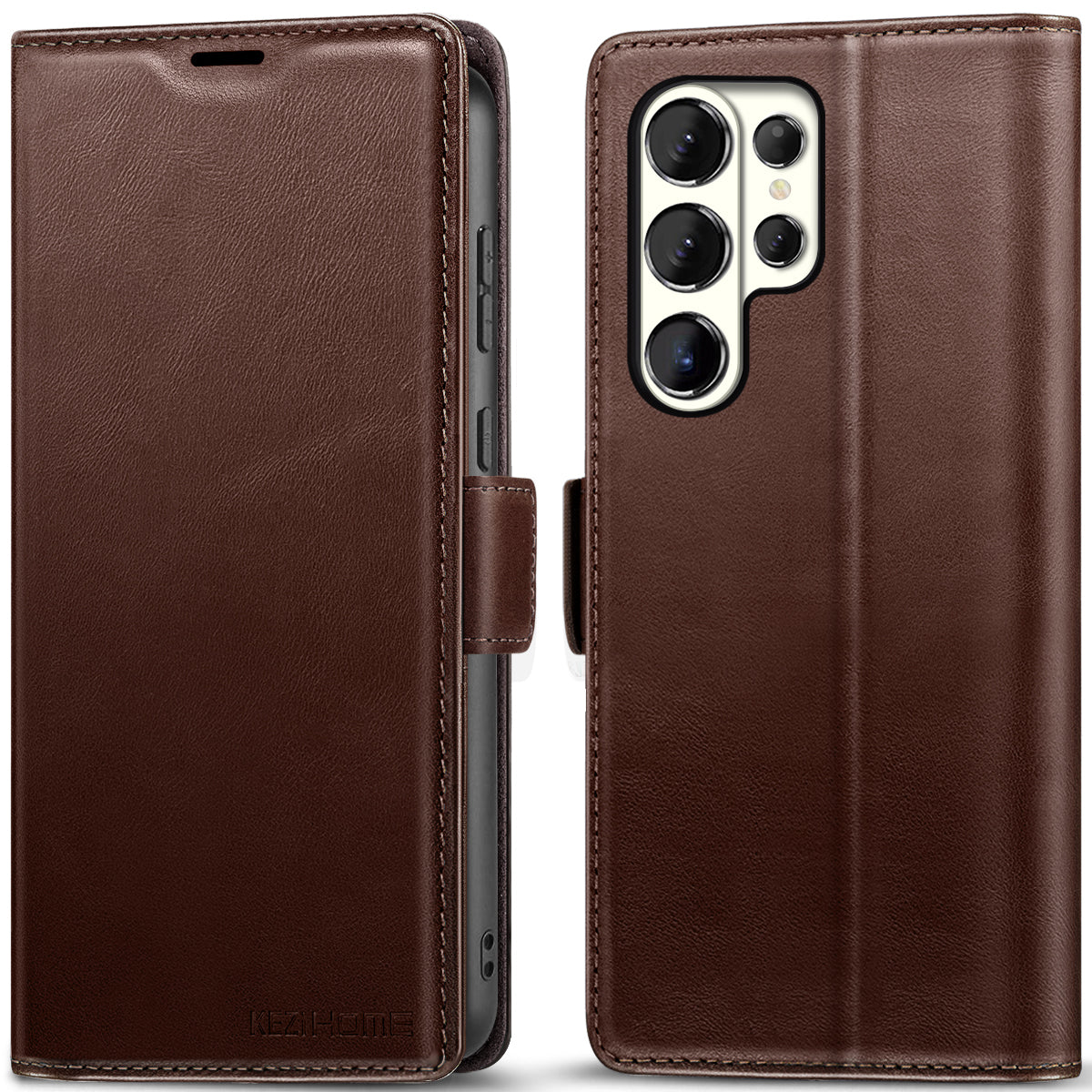 KEZiHOME Case for Galaxy S26 Ultra, Genuine Leather Wallet Case [RFID Blocking] Card Holder Kickstand Magnetic Protective Phone Folio Cover Compatible with Galaxy S26 Ultra 6.9"