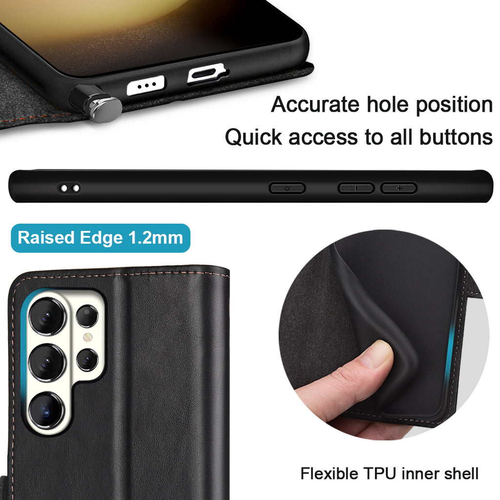 KEZiHOME Case for Galaxy S26 Ultra, Genuine Leather Wallet Case [RFID Blocking] Card Holder Kickstand Magnetic Protective Phone Folio Cover Compatible with Galaxy S26 Ultra 6.9"