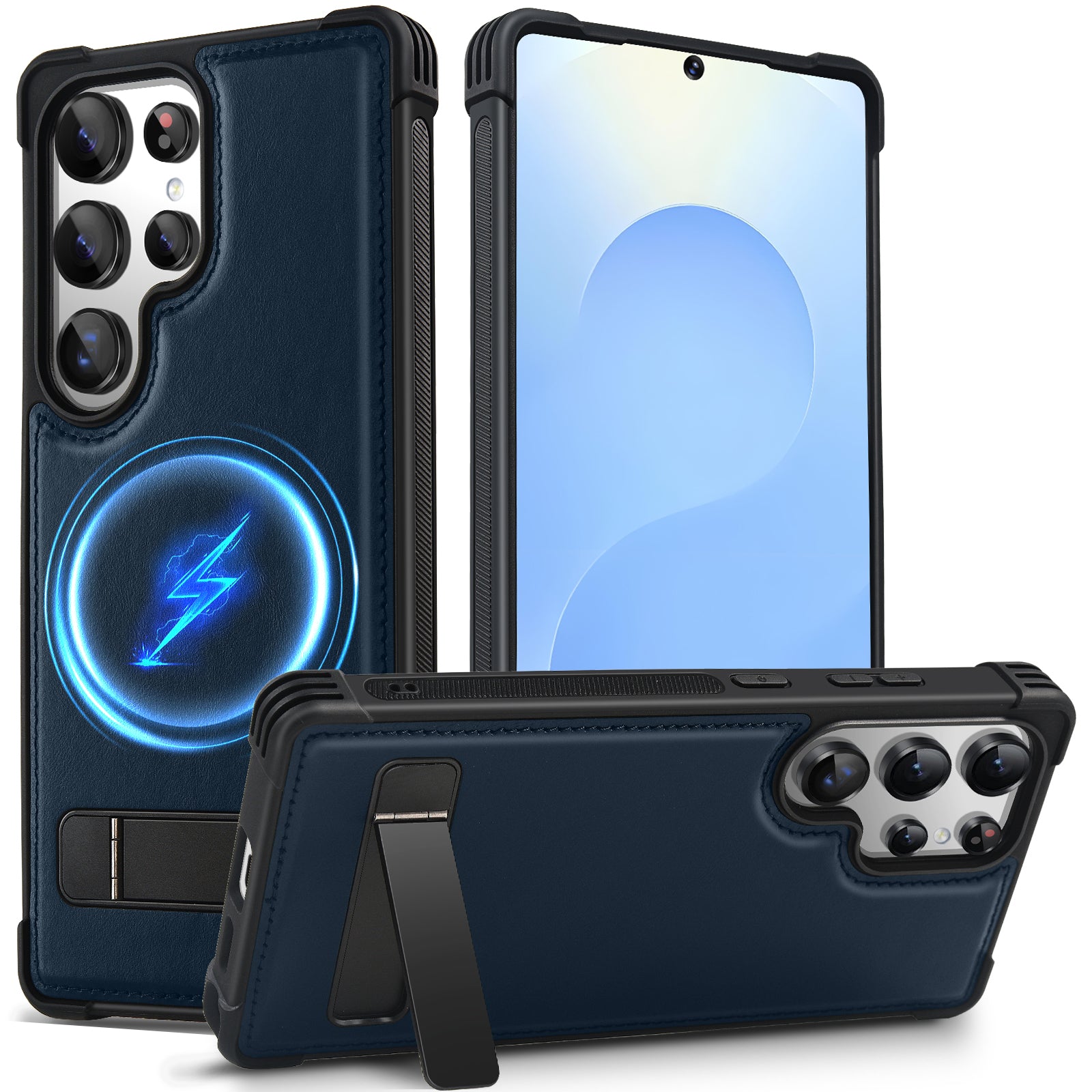 KEZiHOME for Samsung Galaxy S25 Ultra Case with Kickstand, Stronger Magnetic S25 Ultra Phone Cover, Genuine Leather Shockproof Protective [Compatible with Magsafe] for Samsung S25 Ultra Case