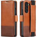 KEZiHOME for Samsung Galaxy Z Fold 5 Case, Genuine Leather Wallet Case [RFID Blocking] with Card Holder Kickstand Protective Phone Flip Cover Compatible with Galaxy Z Fold 5