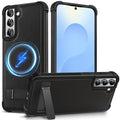 KEZiHOME Case for Samsung S22 Plus with Built-in Stand, Stronger Magnetic, Genuine Leather S22+ Phone Case Shockproof Protective Drop-Proof Cover for Galaxy S22+Plus 5G 6.6 Inch