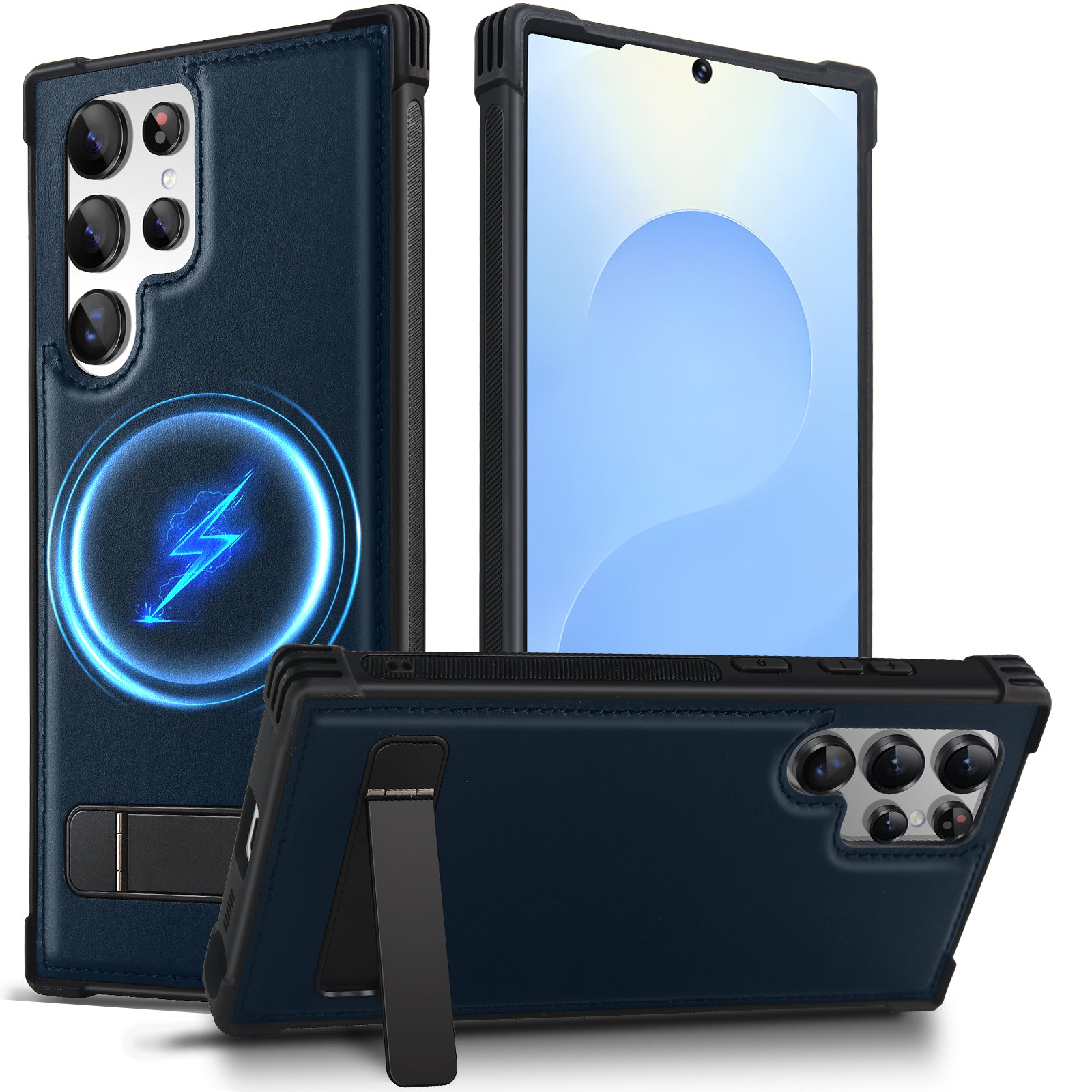 KEZiHOME for Samsung Galaxy S22 Ultra Case with Stronger Magnetic, Genuine Leather [Built-in Kickstand] Military-Grade Drop Protection S22 Ultra Phone Cover Case 5G for Samsung S22 Ultra