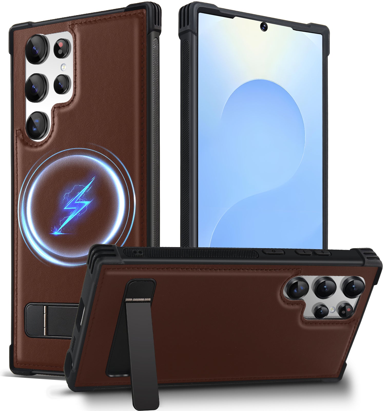 KEZiHOME for Samsung Galaxy S23 Ultra Case, Stronger Magnetic Phone Cover with Kickstand, Premium Genuine Leather Shockproof TPU Protection Bumper Design for Samsung S23 Ultra Cases