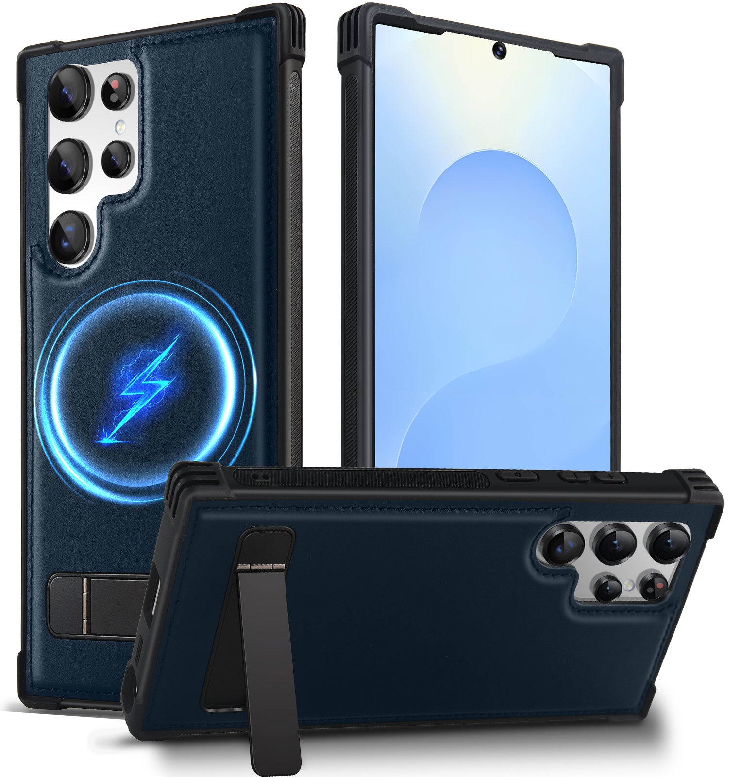 KEZiHOME for Samsung Galaxy S23 Ultra Case, Stronger Magnetic Phone Cover with Kickstand, Premium Genuine Leather Shockproof TPU Protection Bumper Design for Samsung S23 Ultra Cases