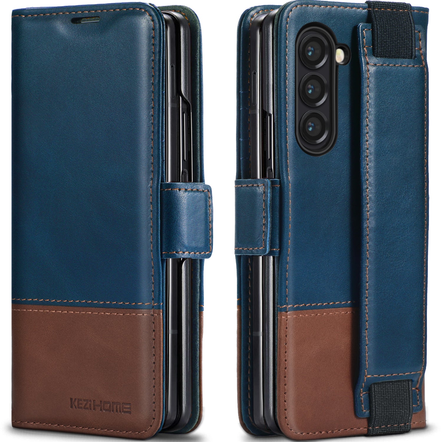 KEZiHOME for Samsung Galaxy Z Fold 6 Case, Genuine Leather Wallet Case [RFID Blocking] with Card Slots Stand Flip Protective Phone Cover Compatible with Galaxy Z Fold 6 5G