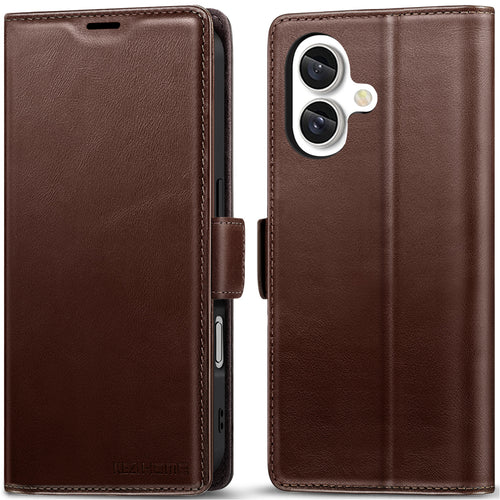 KEZiHOME Compatible with iPhone 16 Wallet Case, Genuine Leather RFID Blocking with Card Holder, Magnetic Kickstand Phone Flip Cover for iPhone 16 5G 6.1 inch