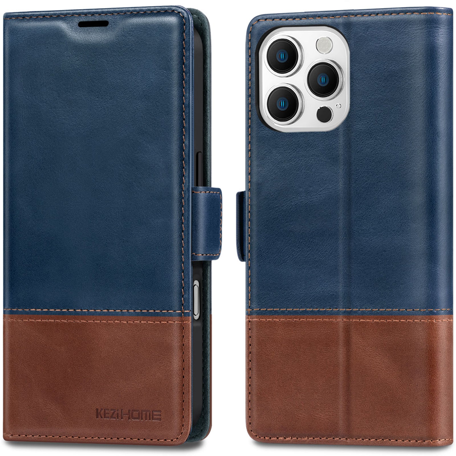 KEZiHOME Wallet Case Compatible with iPhone 16 Pro, Genuine Leather Folio Case with Card Holder, RFID Blocking Magnetic Stand Protective Phone Flip Cover Case for iPhone 16 Pro 6.3 inch 2024