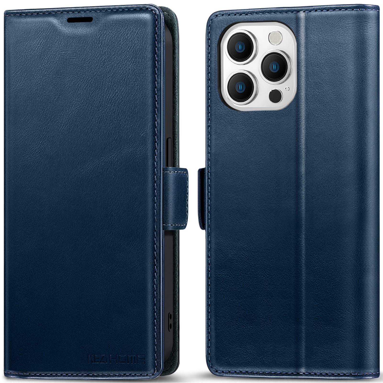 KEZiHOME Compatible with iPhone 16 Pro Max Wallet Case, Genuine Leather Case Flip Cover, RFID Blocking Card Holder Magnetic Stand Flip Phone Case for iPhone 16 Pro Max 5G 6.9 inch