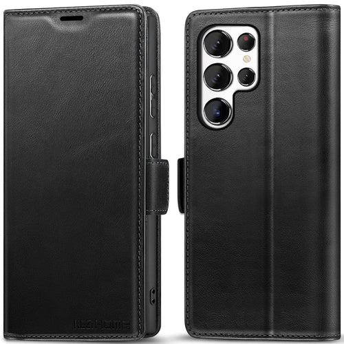 KEZiHOME Case for Galaxy S24 Ultra, Genuine Leather Wallet Case [RFID Blocking] Card Holder Kickstand Magnetic Protective Phone Folio Cover Compatible with Galaxy S24 Ultra 6.8"