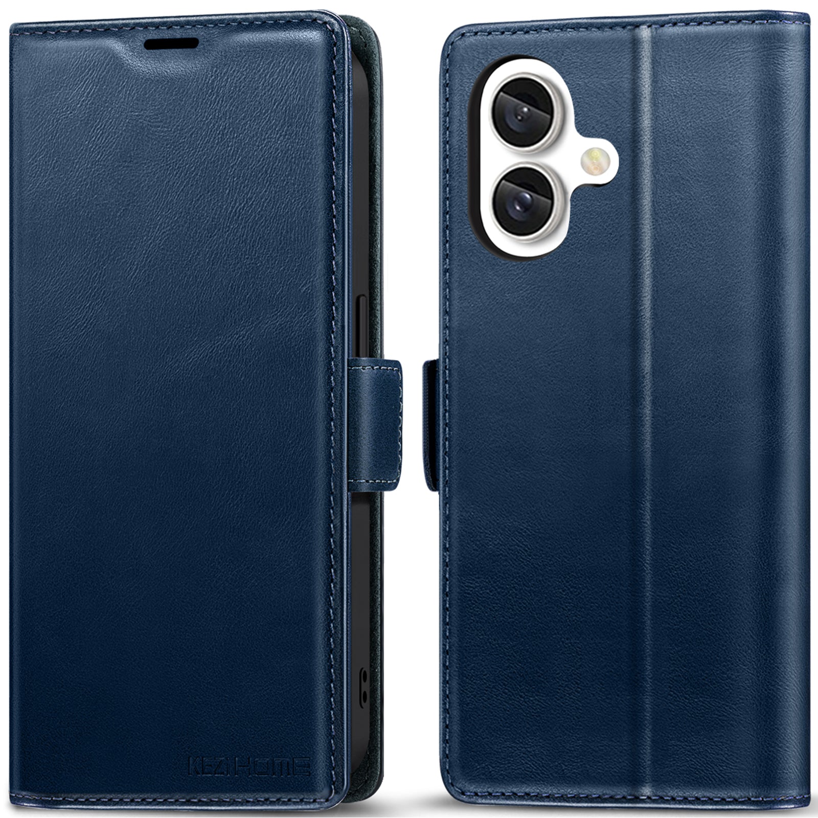KEZiHOME Wallet Case for iPhone 16 Plus, Genuine Leather RFID Blocking with Card Holder, Magnetic Kickstand Phone Flip Cover Case Compatible with iPhone 16 Plus 5G 6.7 inch