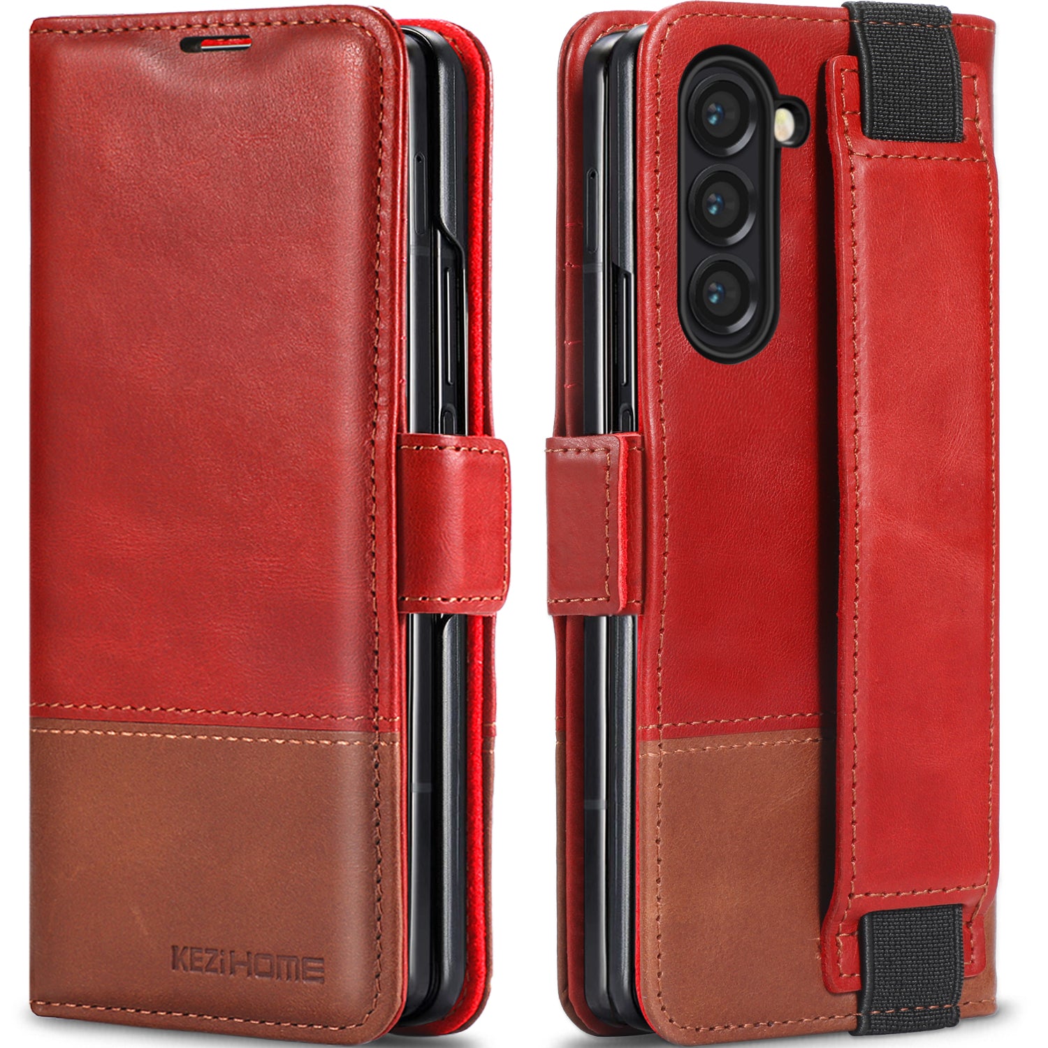 KEZiHOME for Samsung Galaxy Z Fold 6 Case, Genuine Leather Wallet Case [RFID Blocking] with Card Slots Stand Flip Protective Phone Cover Compatible with Galaxy Z Fold 6 5G