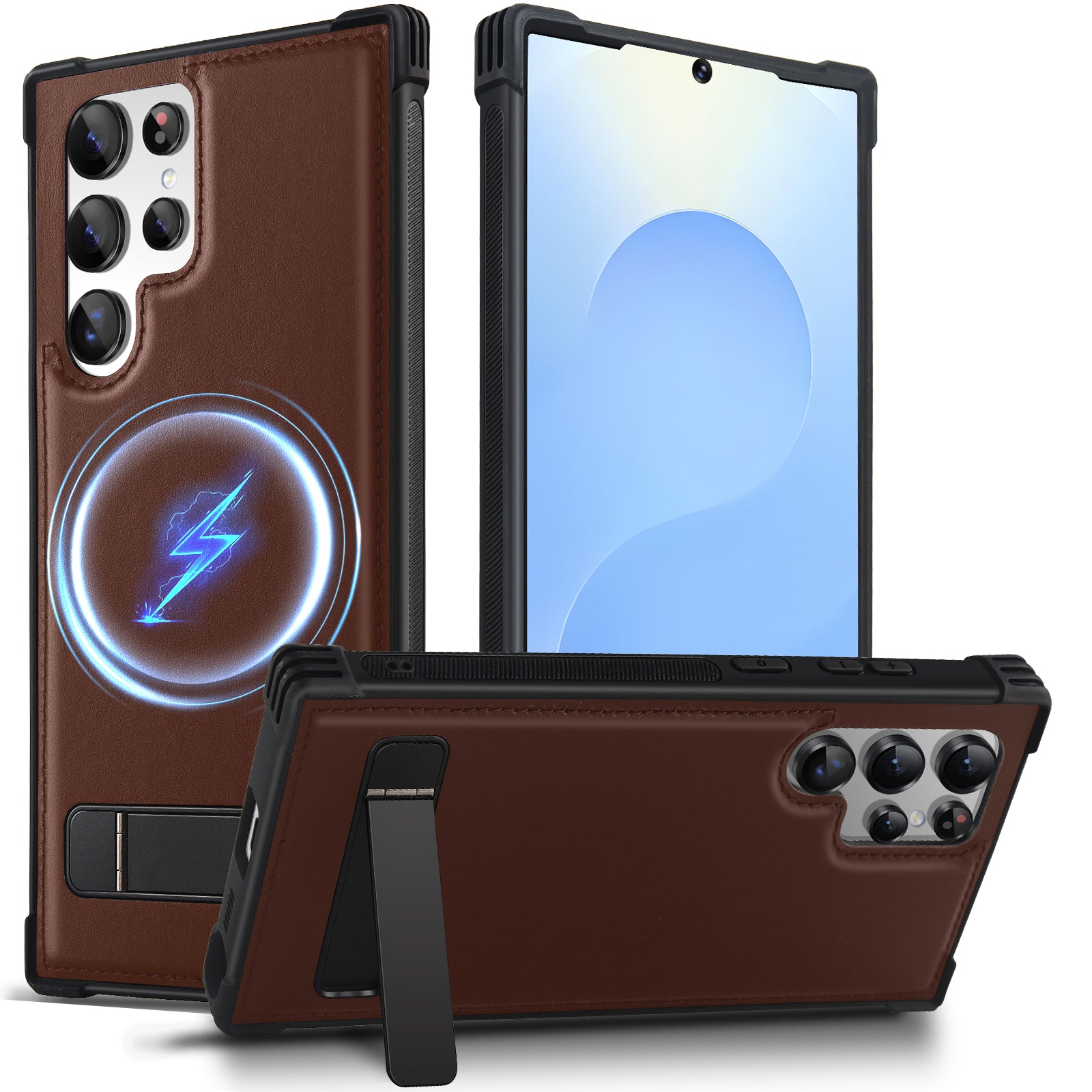 KEZiHOME for Samsung Galaxy S22 Ultra Case with Stronger Magnetic, Genuine Leather [Built-in Kickstand] Military-Grade Drop Protection S22 Ultra Phone Cover Case 5G for Samsung S22 Ultra