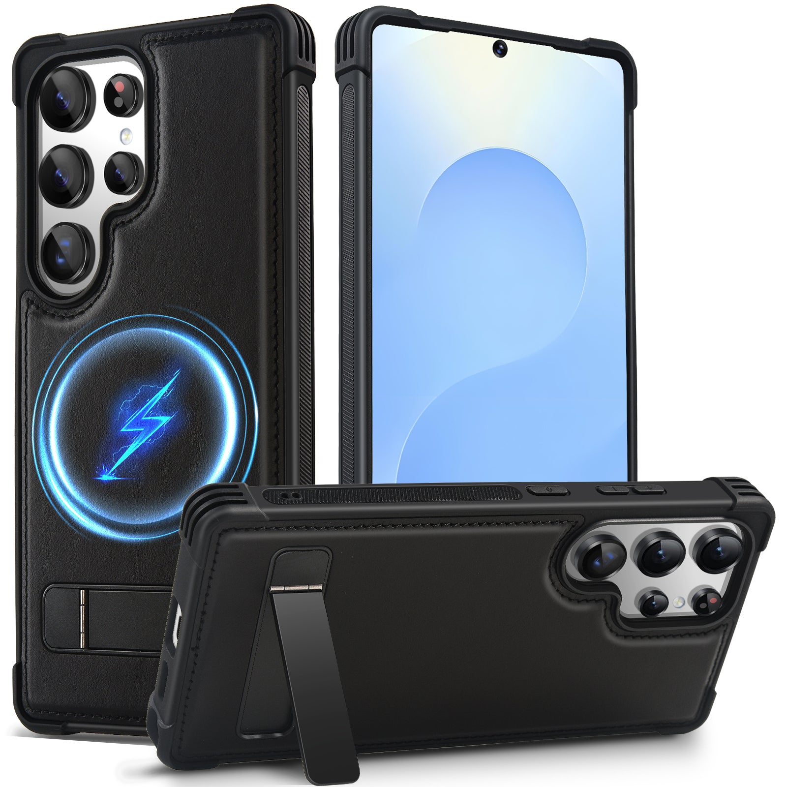 KEZiHOME for Samsung Galaxy S25 Ultra Case with Kickstand, Stronger Magnetic S25 Ultra Phone Cover, Genuine Leather Shockproof Protective [Compatible with Magsafe] for Samsung S25 Ultra Case