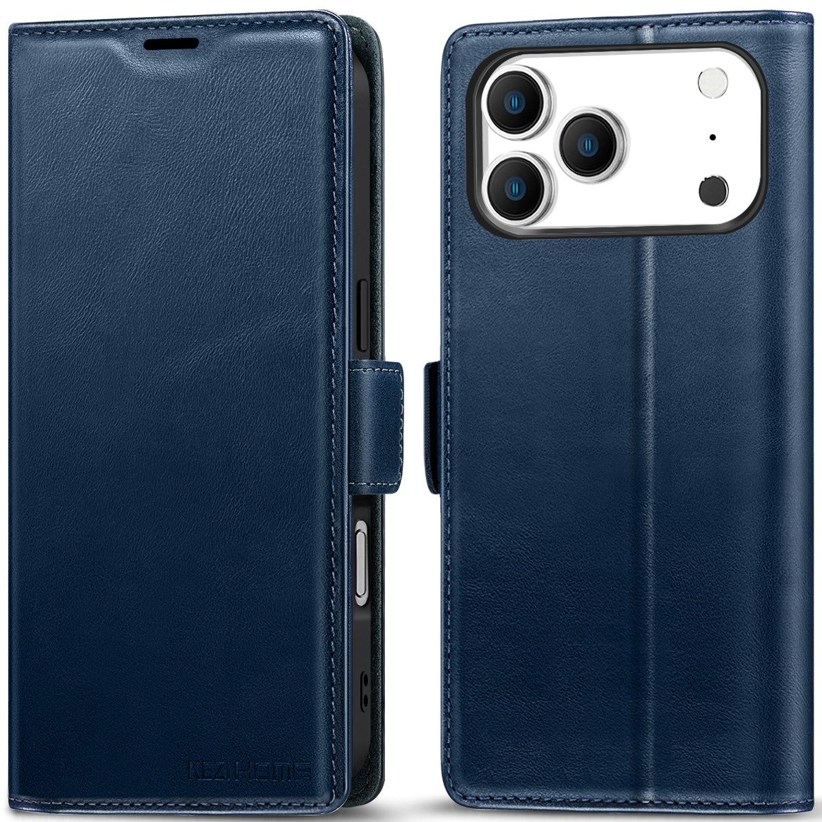 KEZiHOME Compatible with iPhone 17 pro max Wallet case, Shockproof Genuine Leather[RFID Blocking]Card Slot Magnetic Stand Filio Phone case for iPhone 17 pro max 5G\