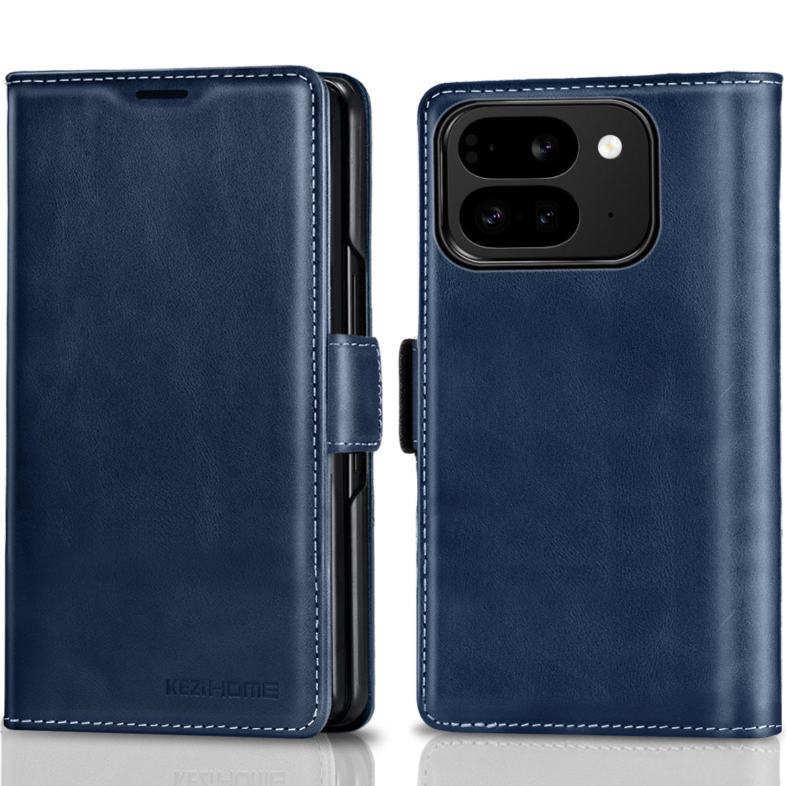 KEZiHOME Case for Google Pixel 10 Pro Fold, Genuine Leather Wallet Case with Card Slot[RFID Blocking] Kickstand Magnetic Filio Protective Phone case for Pixel 10 Pro Fold