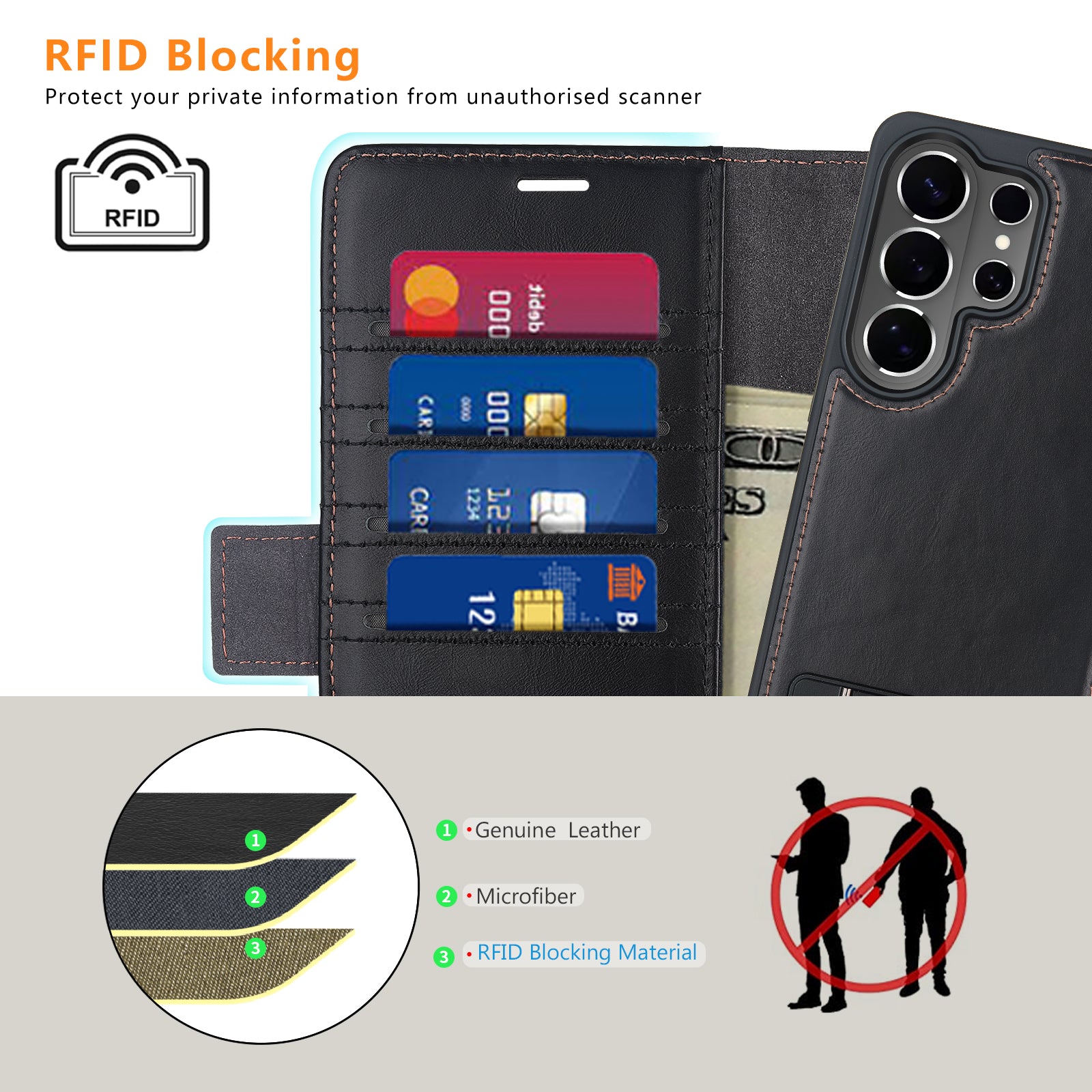 KEZiHOME case for Samsung Galaxy S26 Ultra Magnetic 2 in 1 Detachable Wallet Kickstand Genuine Leather[RFID Blocking]Card Slots Wireless Charging Cover for Galaxy S26 Ultra