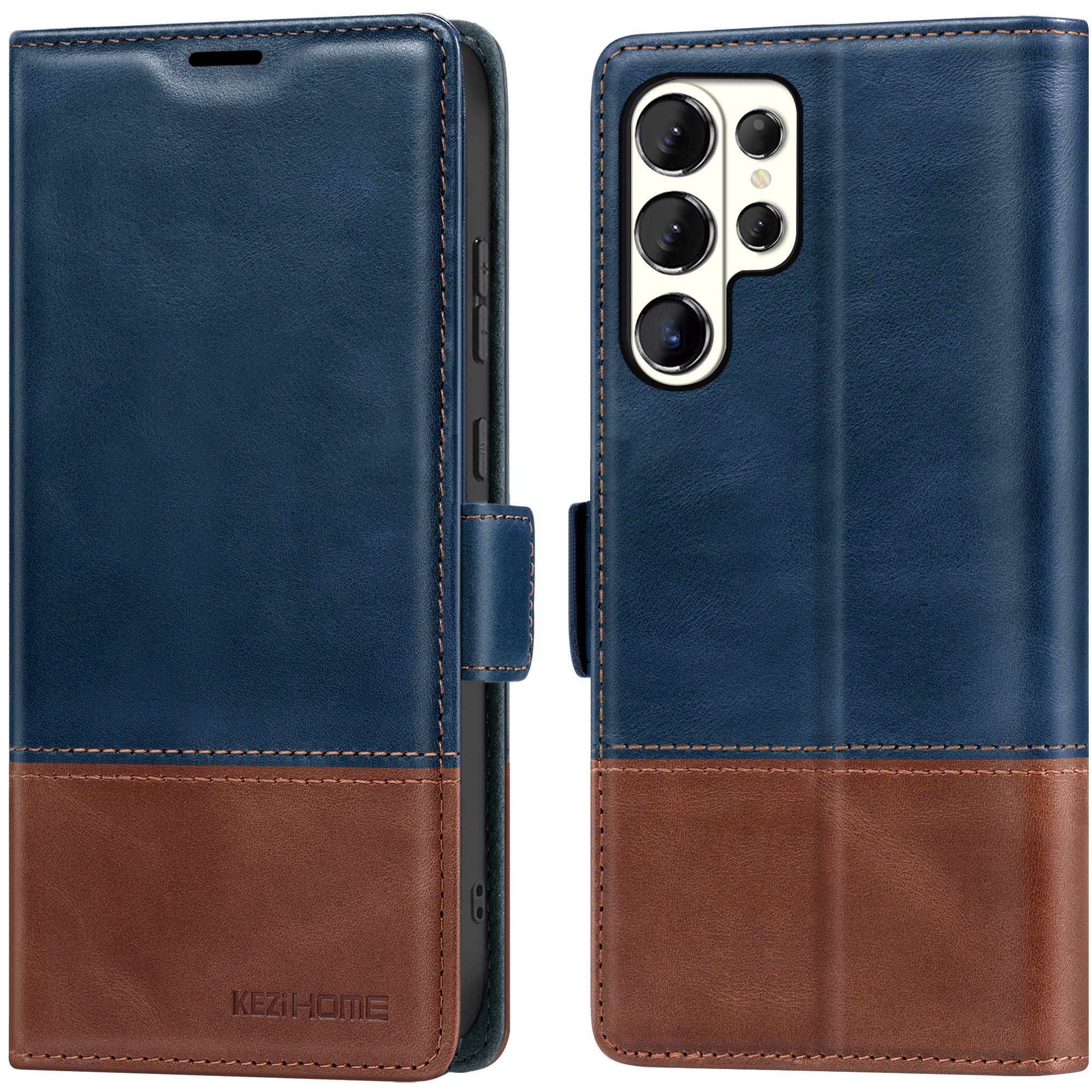 KEZiHOME Case for Galaxy S26 Ultra, Genuine Leather Wallet Case [RFID Blocking] Card Holder Kickstand Magnetic Protective Phone Folio Cover Compatible with Galaxy S26 Ultra 6.9"