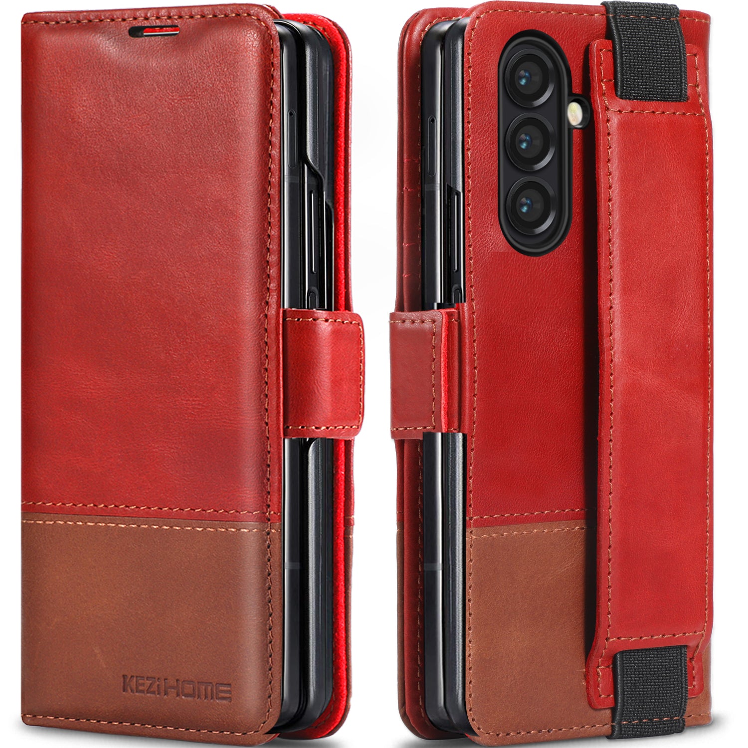 KEZiHOME for Samsung Galaxy Z fold 7 Case, Wallet Case with Card Holder[RFID Blocking], Genuine Leather for Z Fold 7, Kickstand Protactive Flip Phone Cover 5G