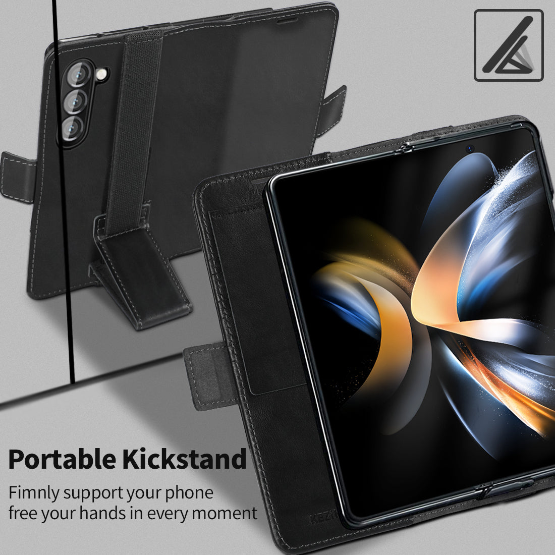KEZiHOME for Samsung Galaxy Z Fold 6 Case, Genuine Leather Wallet Case [RFID Blocking] with Card Slots Stand Flip Protective Phone Cover Compatible with Galaxy Z Fold 6 5G