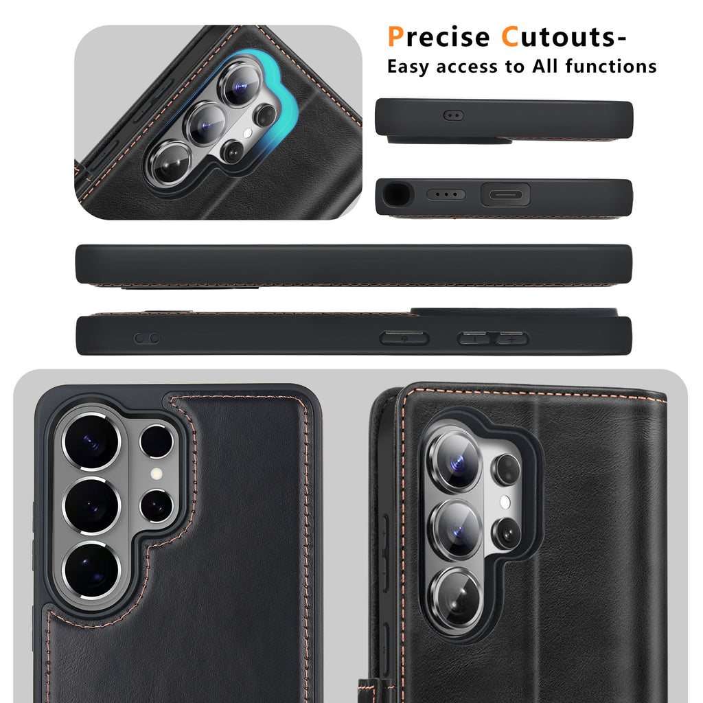 KEZiHOME case for Samsung Galaxy S26 Ultra Magnetic 2 in 1 Detachable Wallet Kickstand Genuine Leather[RFID Blocking]Card Slots Wireless Charging Cover for Galaxy S26 Ultra