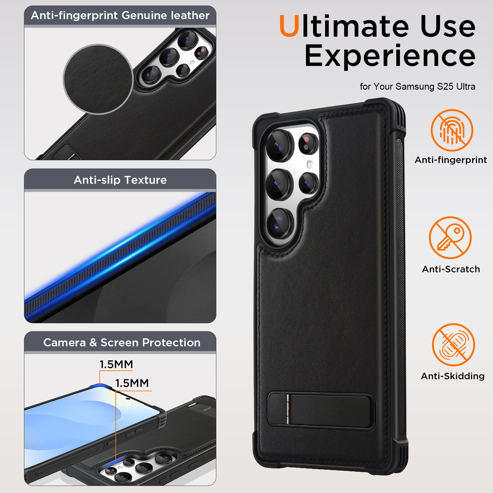 KEZiHOME for Samsung Galaxy S25 Ultra Case with Kickstand, Stronger Magnetic S25 Ultra Phone Cover, Genuine Leather Shockproof Protective [Compatible with Magsafe] for Samsung S25 Ultra Case