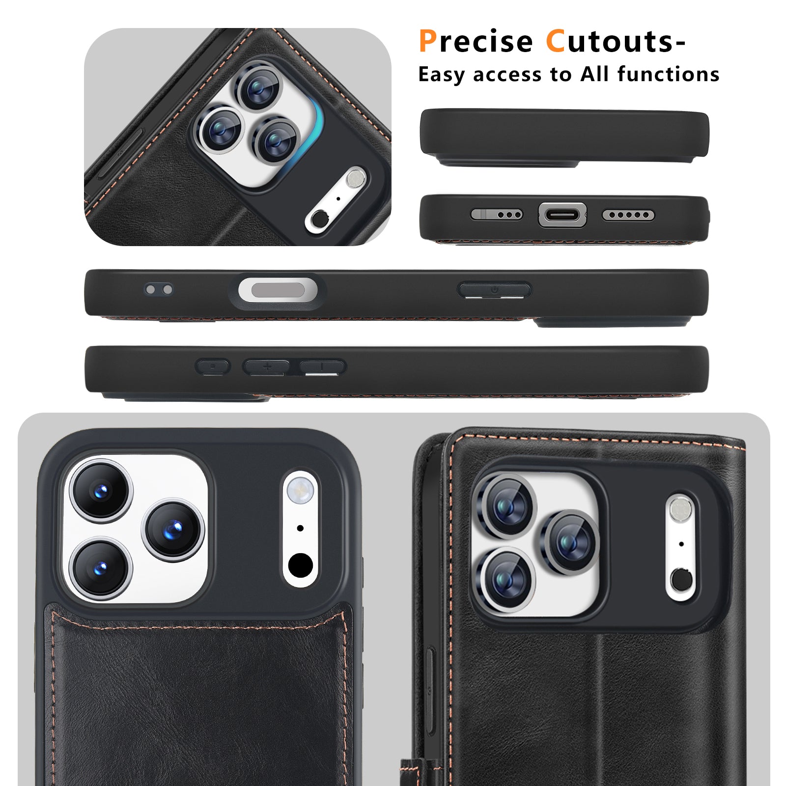 KEZiHOME Genuine Leather Case Compatible with iPhone 17 Pro Max Magnetic Detachable [2 in 1] Wallet with Kickstand Removable Card Slots[RFID Blocking] Wireless Charging cover with 17 Pro Max