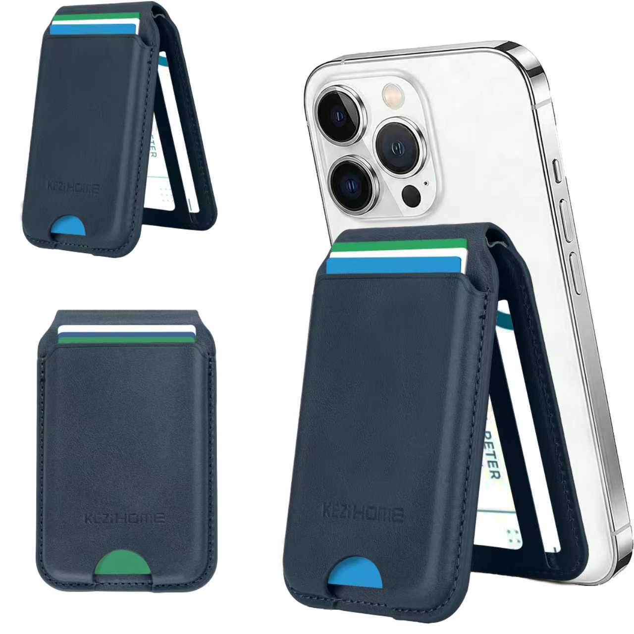 KEZiHOME for MagSafe Wallet, Genuine Leather 5-6 Card Holder[RFID Blocking] with Adjustable Stand, Strong Magnetic Wallet for iPhone 17/16/15/14/13/12 Series