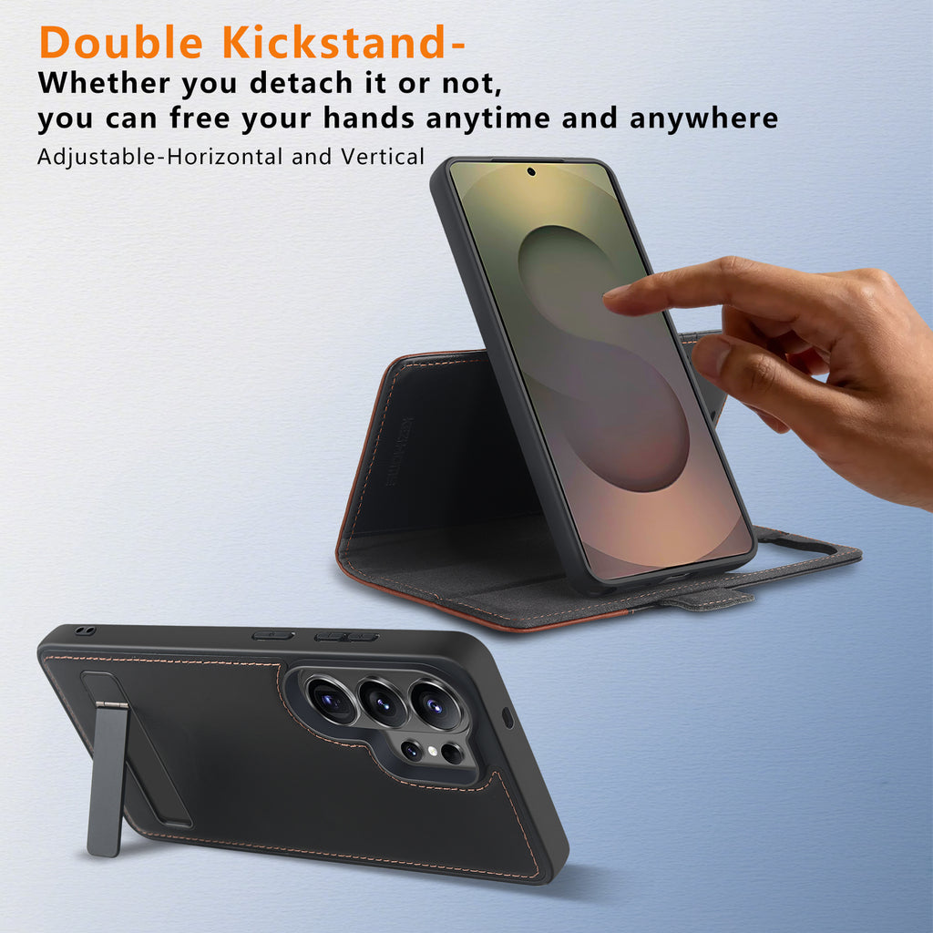 KEZiHOME case for Samsung Galaxy S26 Ultra Magnetic 2 in 1 Detachable Wallet Kickstand Genuine Leather[RFID Blocking]Card Slots Wireless Charging Cover for Galaxy S26 Ultra