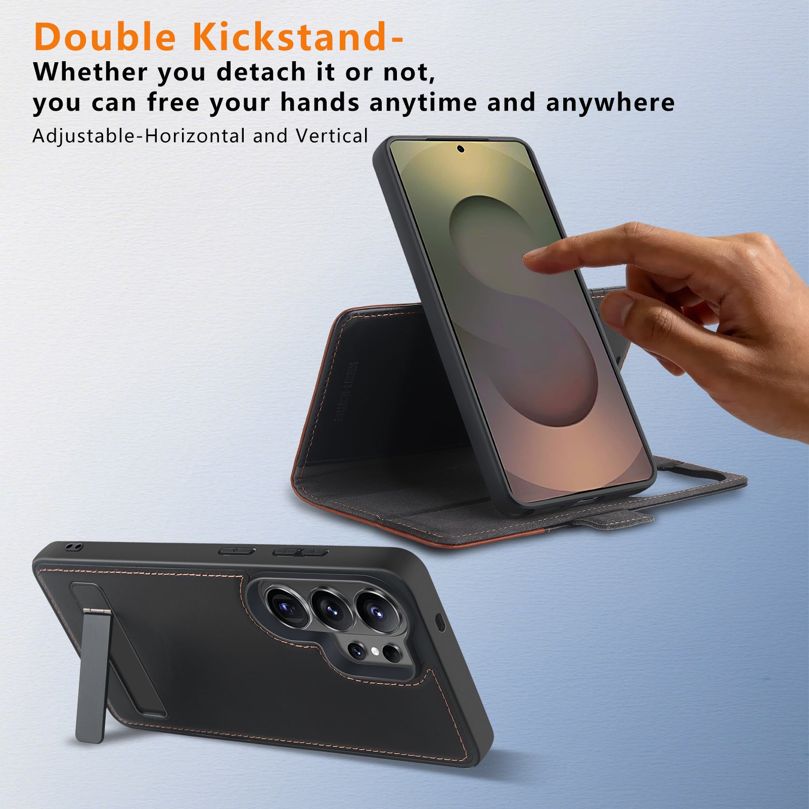 KEZiHOME case for Samsung Galaxy S26 Ultra Magnetic 2 in 1 Detachable Wallet Kickstand Genuine Leather[RFID Blocking]Card Slots Wireless Charging Cover for Galaxy S26 Ultra