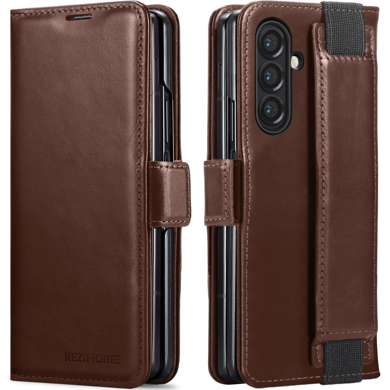 KEZiHOME for Samsung Galaxy Z fold 7 Case, Wallet Case with Card Holder[RFID Blocking], Genuine Leather for Z Fold 7, Kickstand Protactive Flip Phone Cover 5G