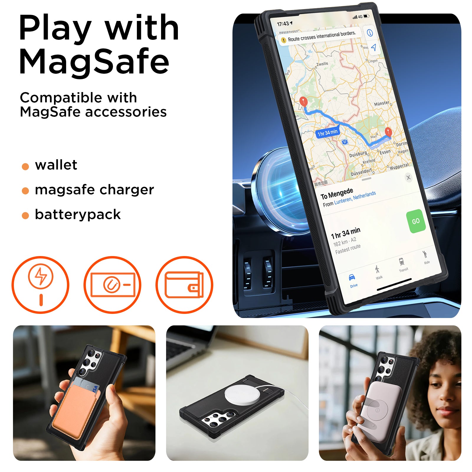 KEZiHOME for Samsung Galaxy S23 Ultra Case, Stronger Magnetic Phone Cover with Kickstand, Premium Genuine Leather Shockproof TPU Protection Bumper Design for Samsung S23 Ultra Cases