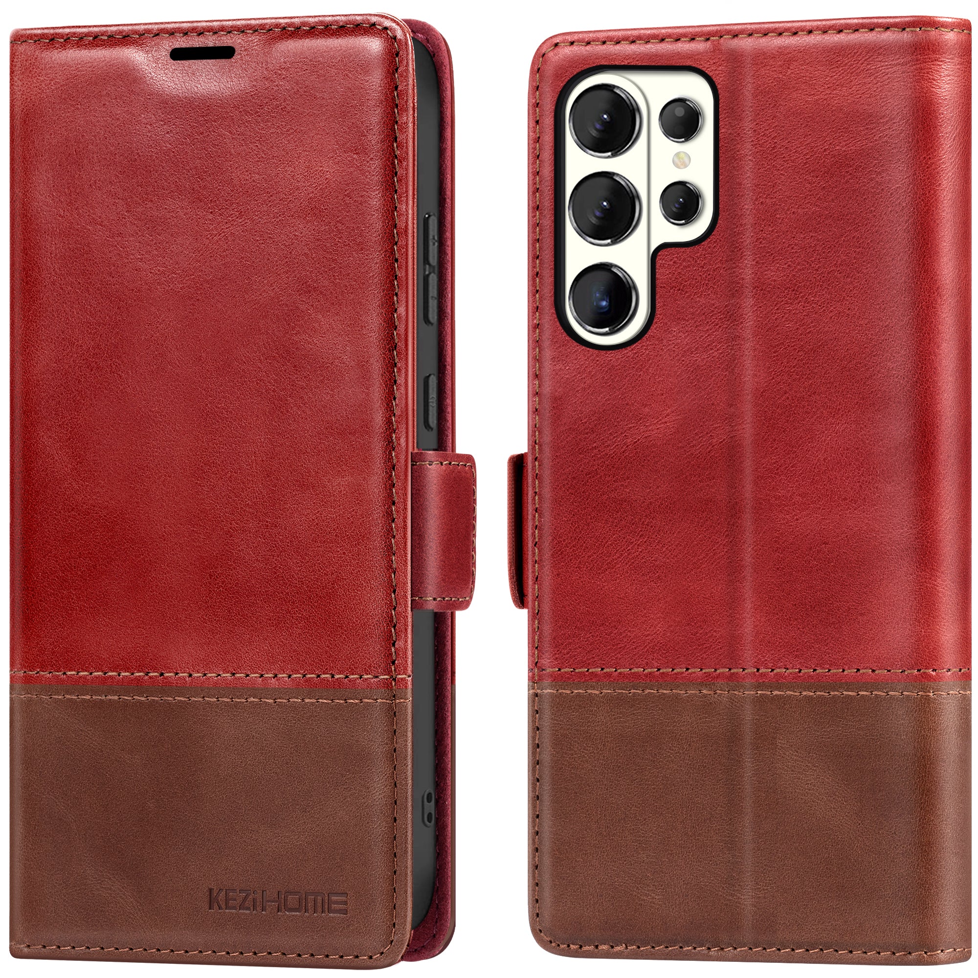 KEZiHOME Case for Galaxy S26 Ultra, Genuine Leather Wallet Case [RFID Blocking] Card Holder Kickstand Magnetic Protective Phone Folio Cover Compatible with Galaxy S26 Ultra 6.9"