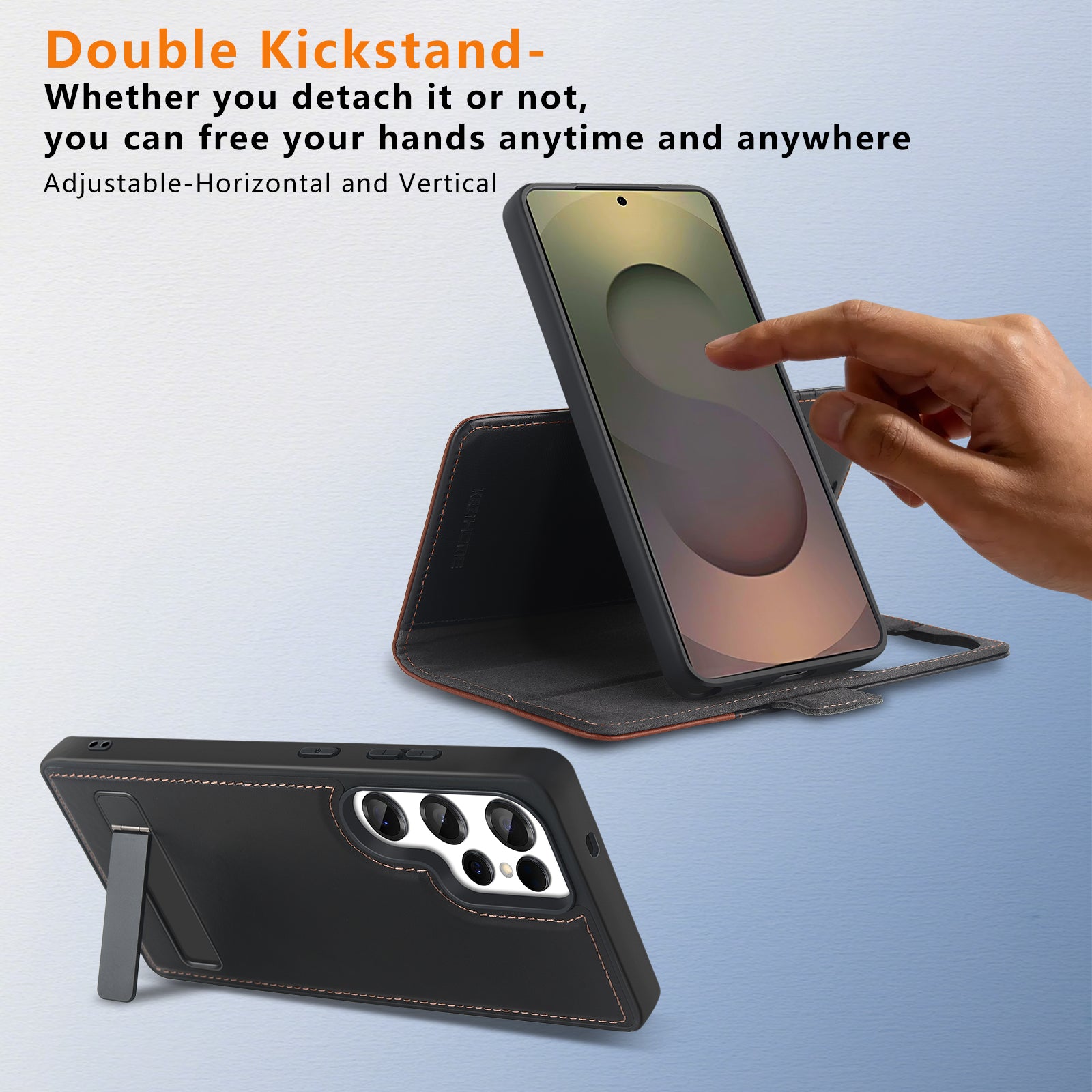 KEZiHOME Wallet Case for Samsung Galaxy S25 Ultra Genuine Leather [2 in 1] Detachable Card Slots[RFID Blocking] Kickstand Magnetic Wireless Charging Cover for Galaxy S25 Ultra