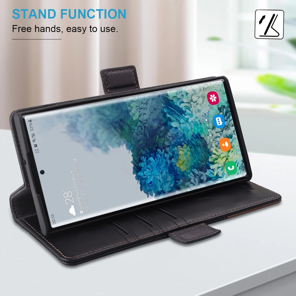 KEZiHOME Wallet Case for Samsung Galaxy S23 Ultra, Genuine Leather Galaxy S23 Ultra Case RFID Blocking Card Holder Magnetic Stand Shockproof TPU Cover Compatible with S23 Ultra