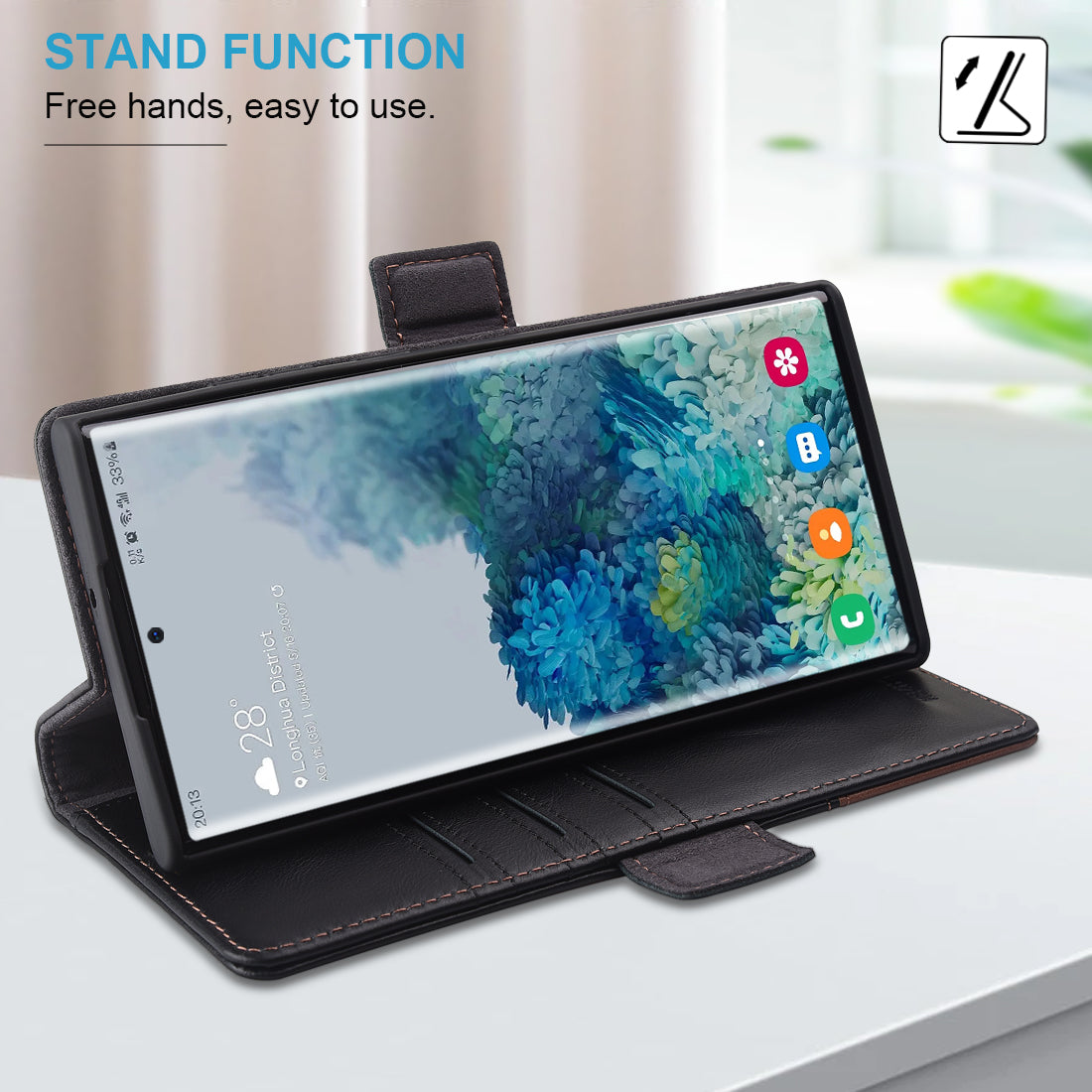 KEZiHOME Wallet Case for Samsung Galaxy S23 Ultra, Genuine Leather Galaxy S23 Ultra Case RFID Blocking Card Holder Magnetic Stand Shockproof TPU Cover Compatible with S23 Ultra