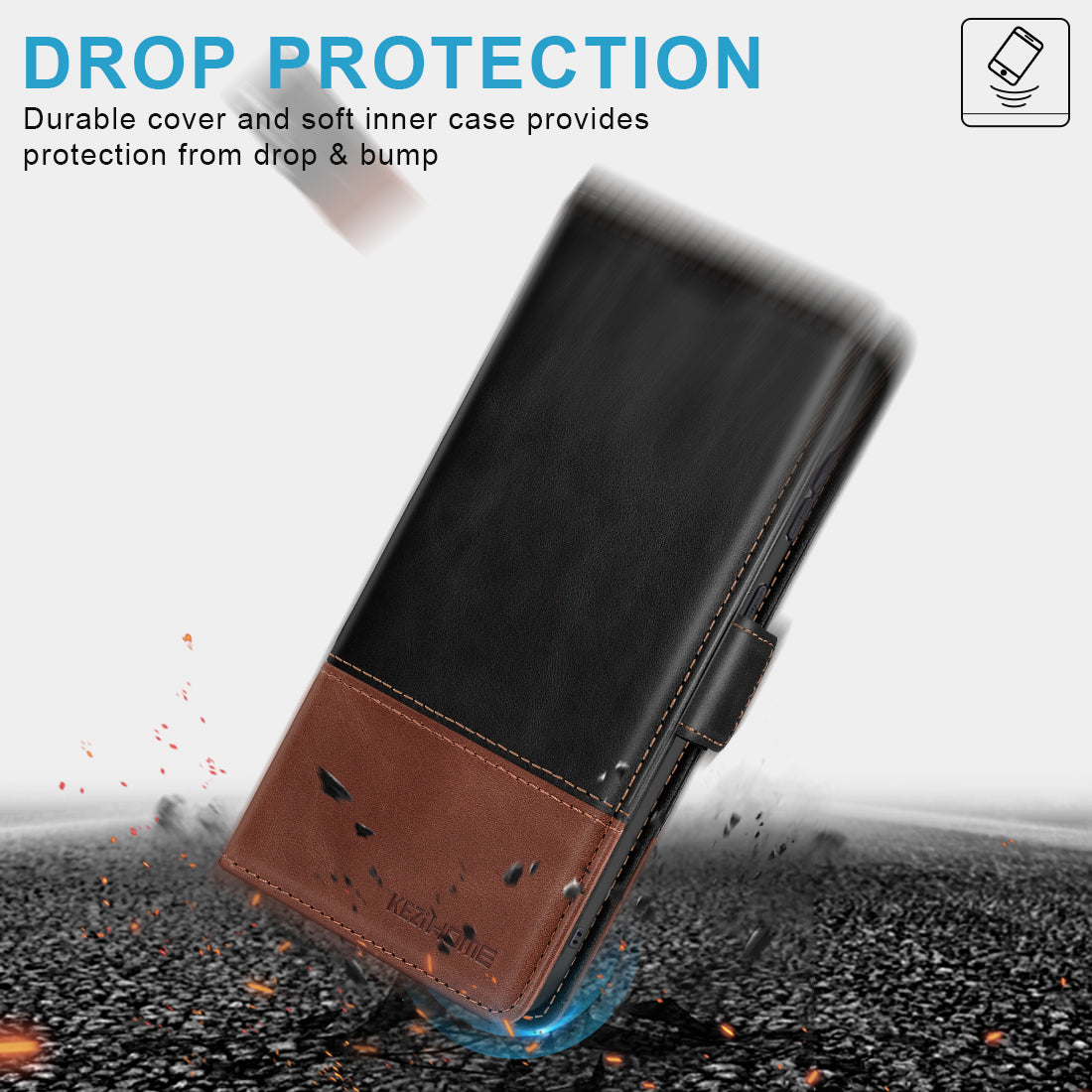 KEZiHOME Wallet Case for Samsung Galaxy S23 Ultra, Genuine Leather Galaxy S23 Ultra Case RFID Blocking Card Holder Magnetic Stand Shockproof TPU Cover Compatible with S23 Ultra
