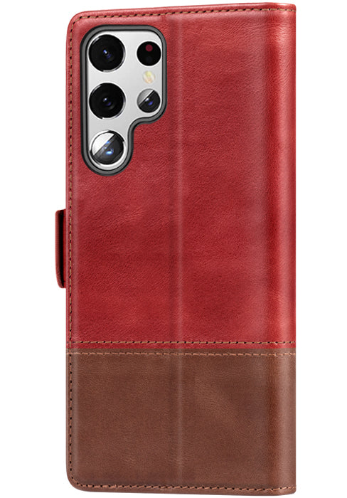 KEZiHOME Galaxy S22 Ultra Case, Genuine Leather [RFID Blocking] Wallet Case Card Slot Flip Magnetic Stand Phone Cover Compatible with Samsung Galaxy S22 Ultra (2022)