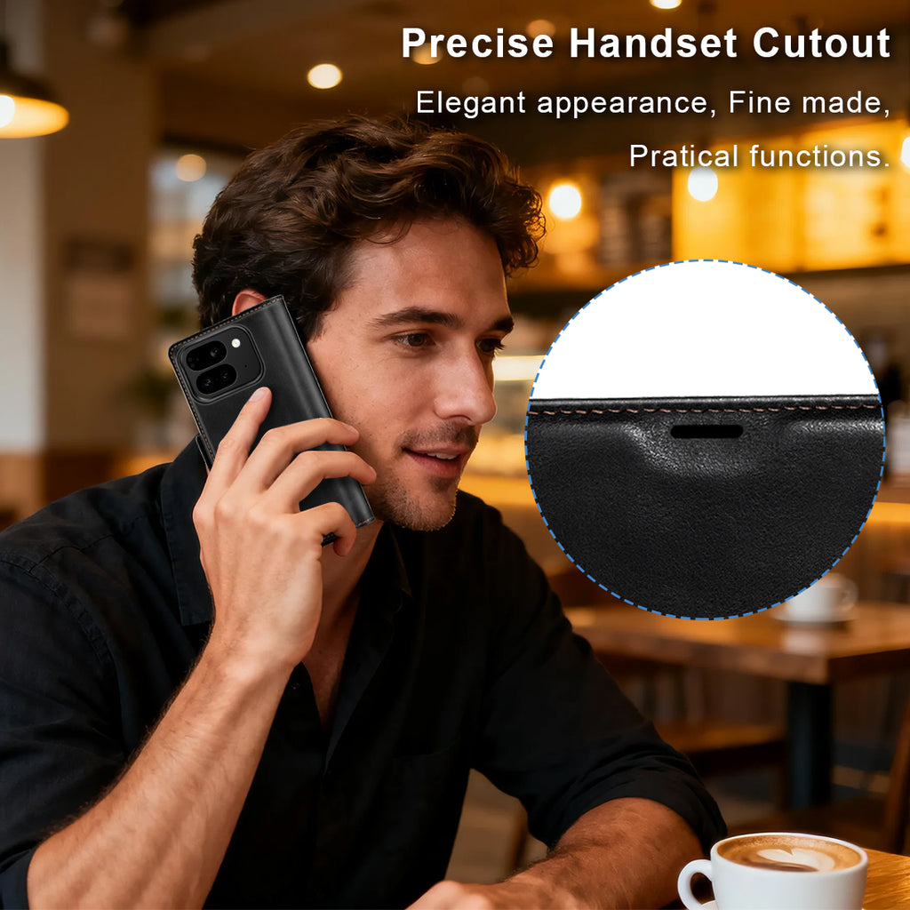 KEZiHOME Case for Google Pixel 10 Pro Fold, Genuine Leather Wallet Case with Card Slot[RFID Blocking] Kickstand Magnetic Filio Protective Phone case for Pixel 10 Pro Fold