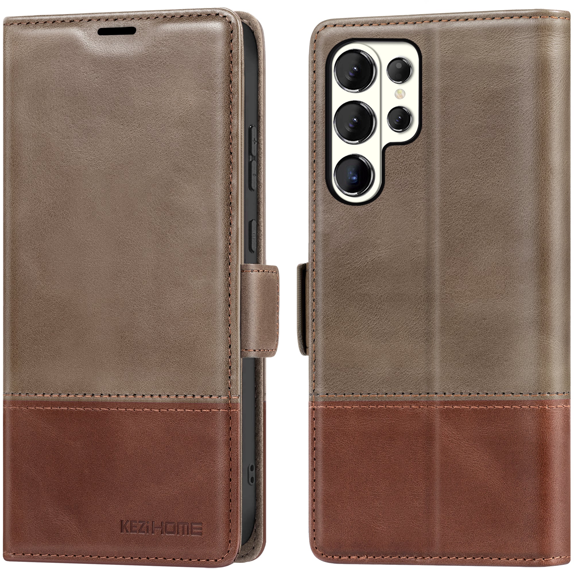 KEZiHOME Case for Galaxy S26 Ultra, Genuine Leather Wallet Case [RFID Blocking] Card Holder Kickstand Magnetic Protective Phone Folio Cover Compatible with Galaxy S26 Ultra 6.9"