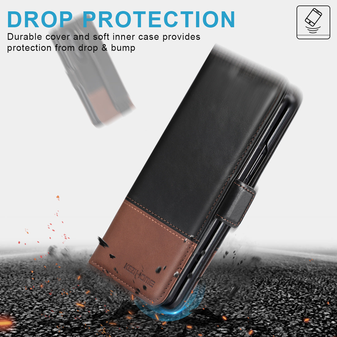 KEZiHOME for Samsung Galaxy Z fold 7 Case, Wallet Case with Card Holder[RFID Blocking], Genuine Leather for Z Fold 7, Kickstand Protactive Flip Phone Cover 5G