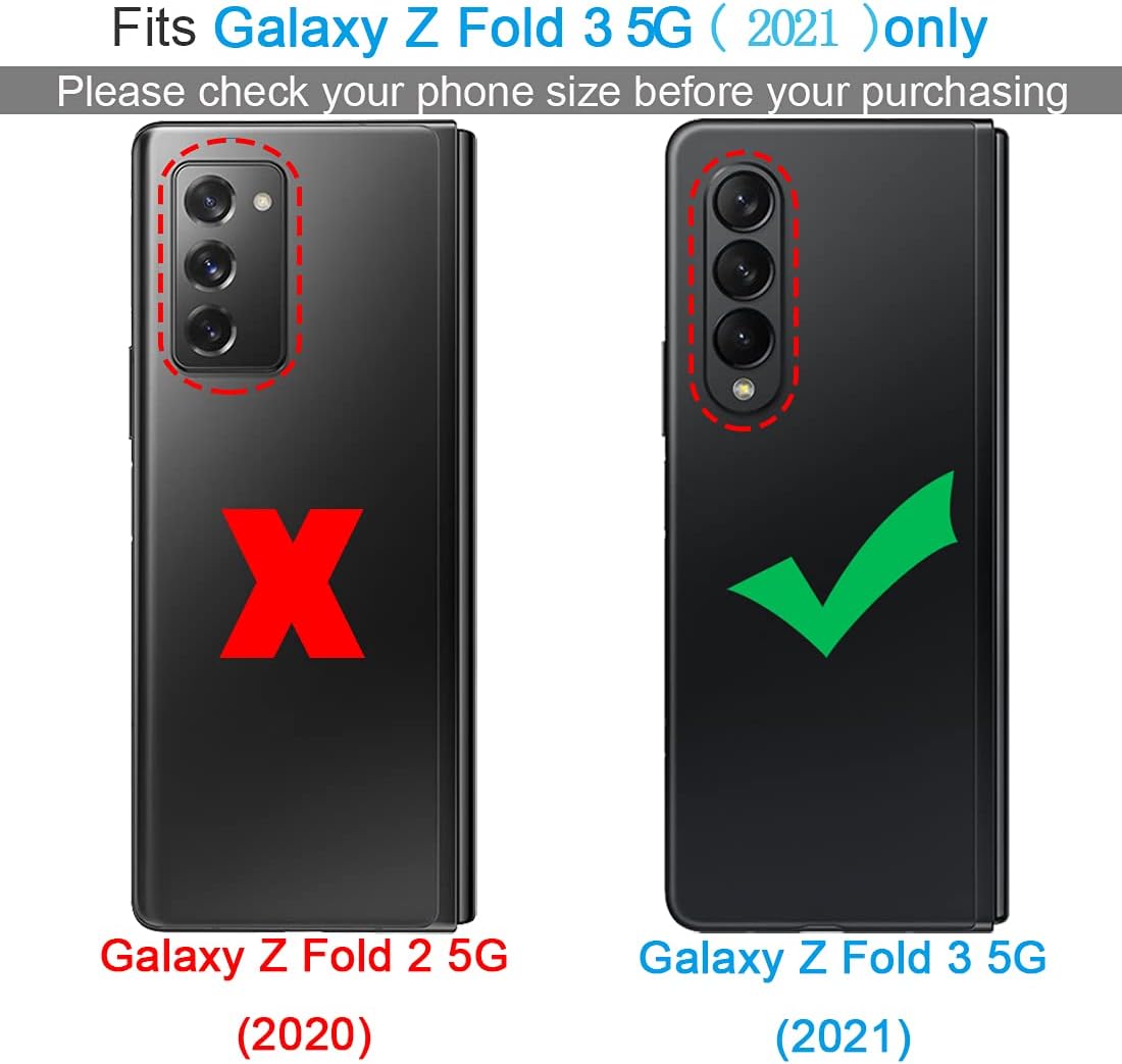 KEZiHOME Genuine Leather Galaxy Z Fold 3 Wallet Case [RFID Blocking] with Card Slot Flip Kickstand Phone Cover Compatible with Galaxy Z Fold 3