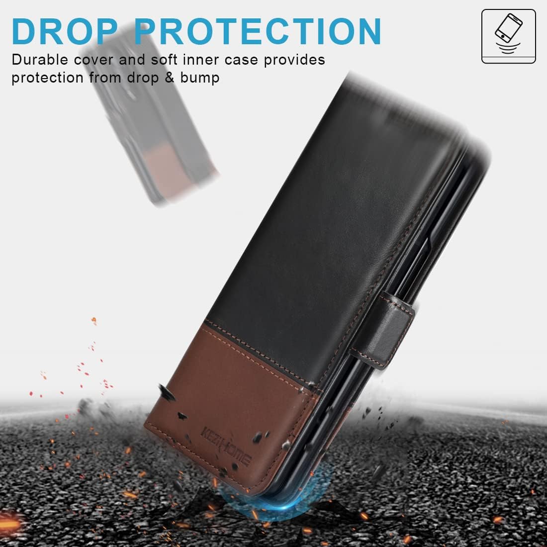 KEZiHOME for Galaxy Z Fold 4 5G Case, Genuine Leather Wallet Case with Card Holder [RFID Blocking] Kickstand Magnetic Book Flip Case Compatible with Samsung Galaxy Z Fold 4 2022
