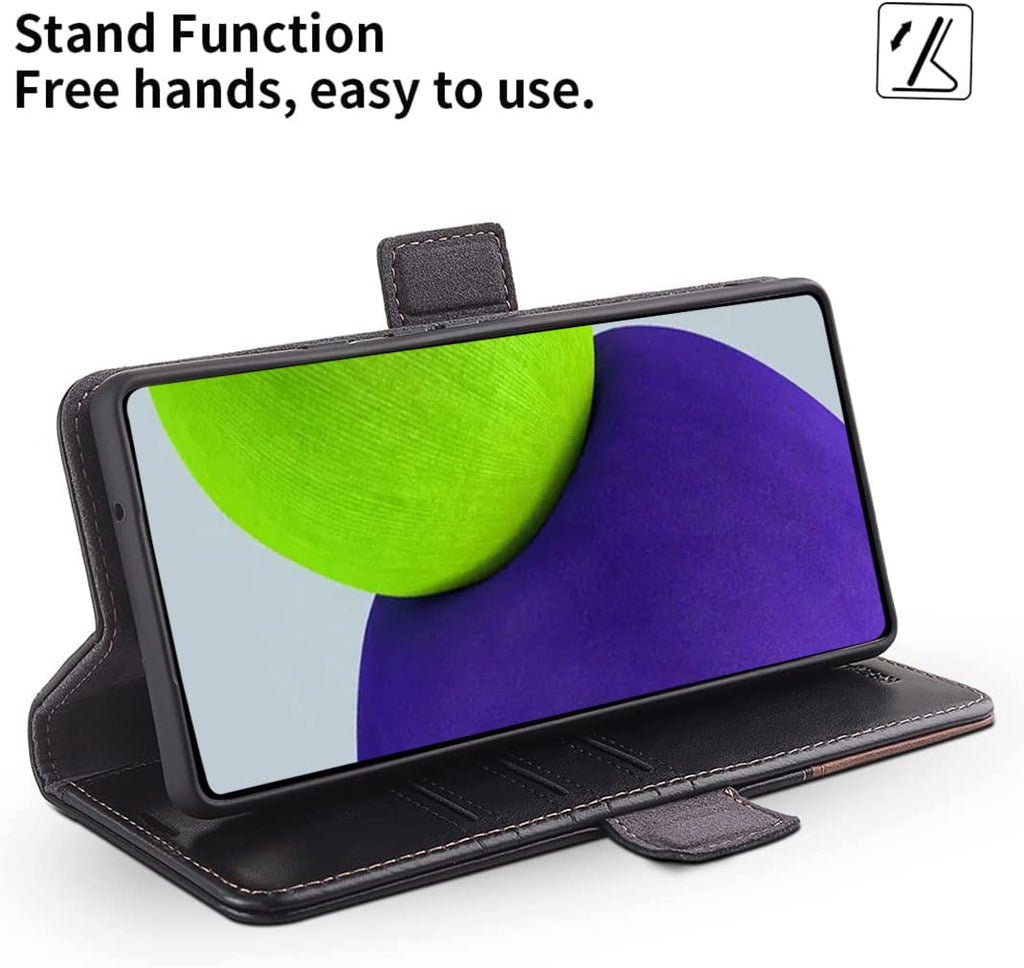 KEZiHOME Galaxy S22 Ultra Case, Genuine Leather [RFID Blocking] Wallet Case Card Slot Flip Magnetic Stand Phone Cover Compatible with Samsung Galaxy S22 Ultra (2022)
