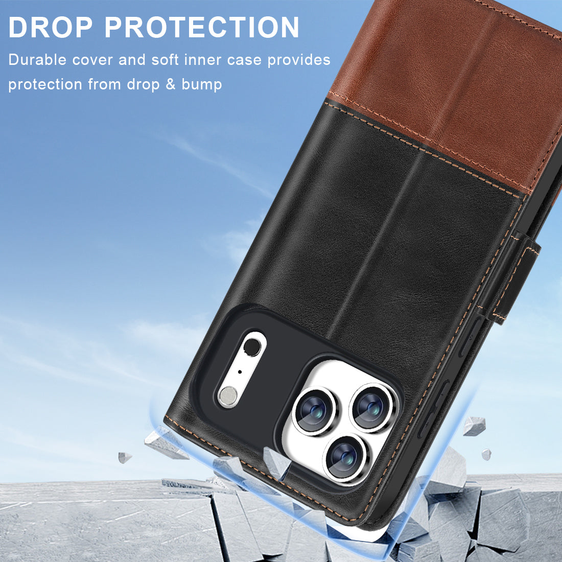 KEZiHOME Genuine Leather Case Compatible with iPhone 17 Pro Max Magnetic Detachable [2 in 1] Wallet with Kickstand Removable Card Slots[RFID Blocking] Wireless Charging cover with 17 Pro Max