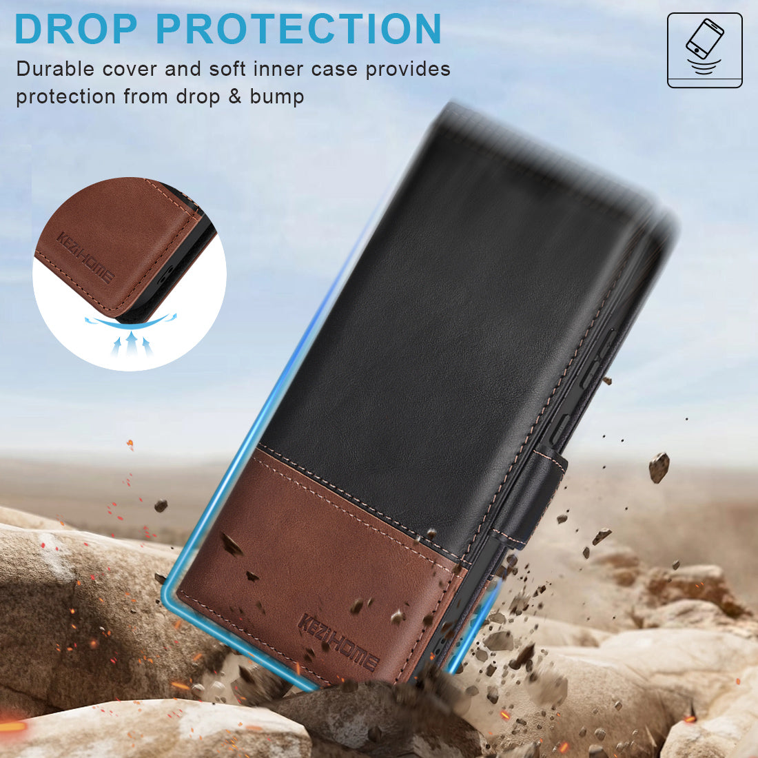 KEZiHOME Case for Galaxy S24 Ultra, Genuine Leather Wallet Case [RFID Blocking] Card Holder Kickstand Magnetic Protective Phone Folio Cover Compatible with Galaxy S24 Ultra 6.8"