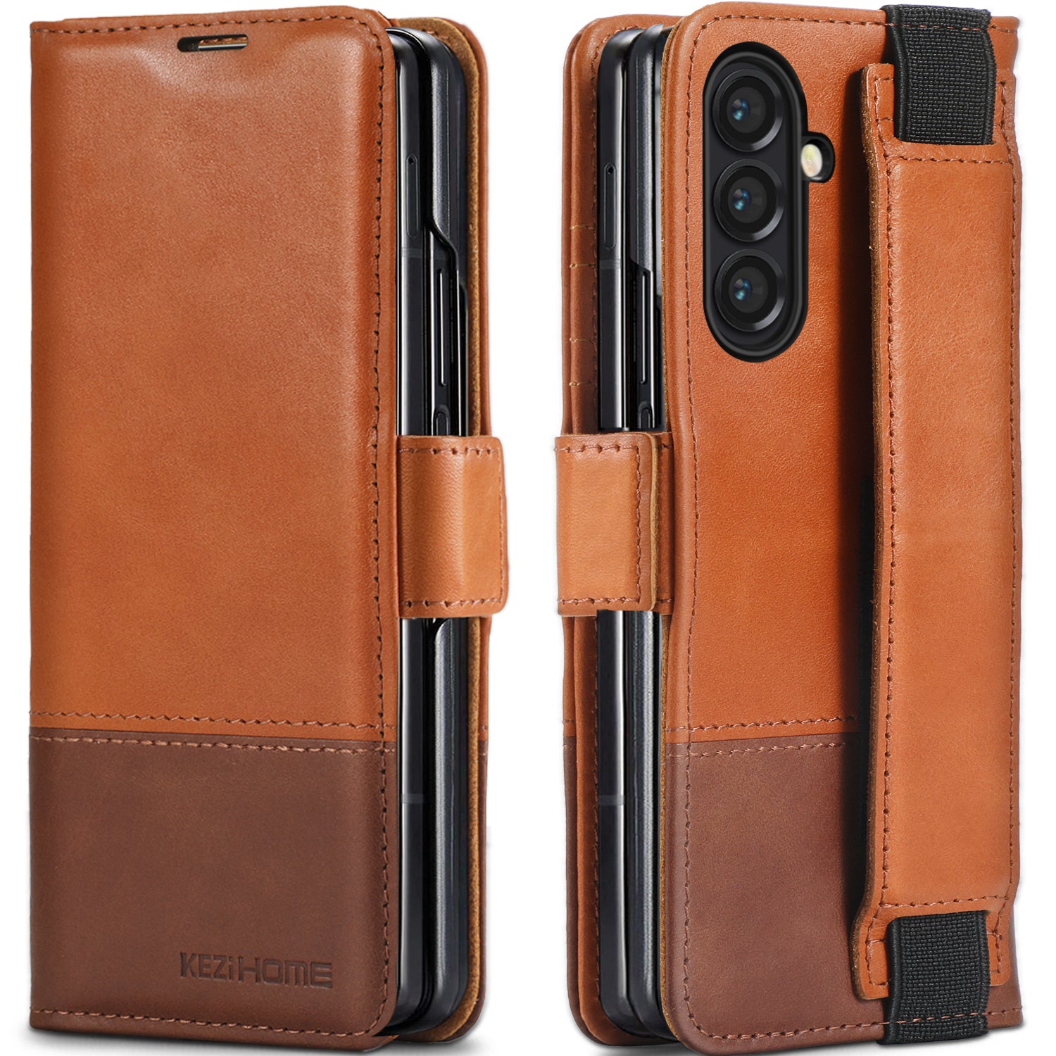 KEZiHOME for Samsung Galaxy Z fold 7 Case, Wallet Case with Card Holder[RFID Blocking], Genuine Leather for Z Fold 7, Kickstand Protactive Flip Phone Cover 5G