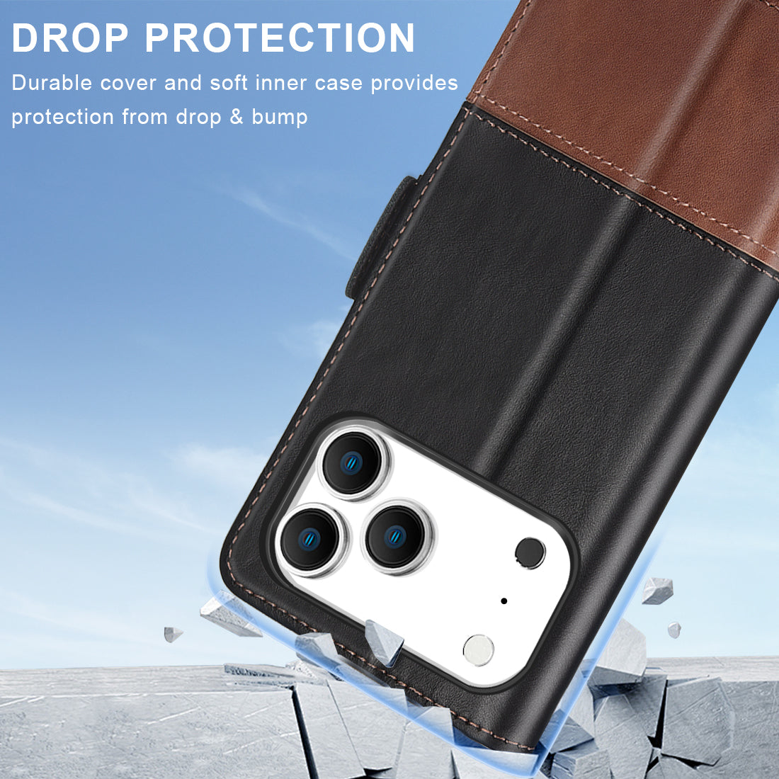 KEZiHOME Compatible with iPhone 17 pro max Wallet case, Shockproof Genuine Leather[RFID Blocking]Card Slot Magnetic Stand Filio Phone case for iPhone 17 pro max 5G\