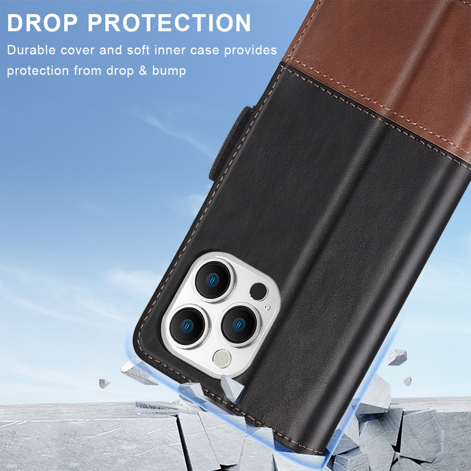 KEZiHOME Compatible with iPhone 16 Pro Max Wallet Case, Genuine Leather Case Flip Cover, RFID Blocking Card Holder Magnetic Stand Flip Phone Case for iPhone 16 Pro Max 5G 6.9 inch