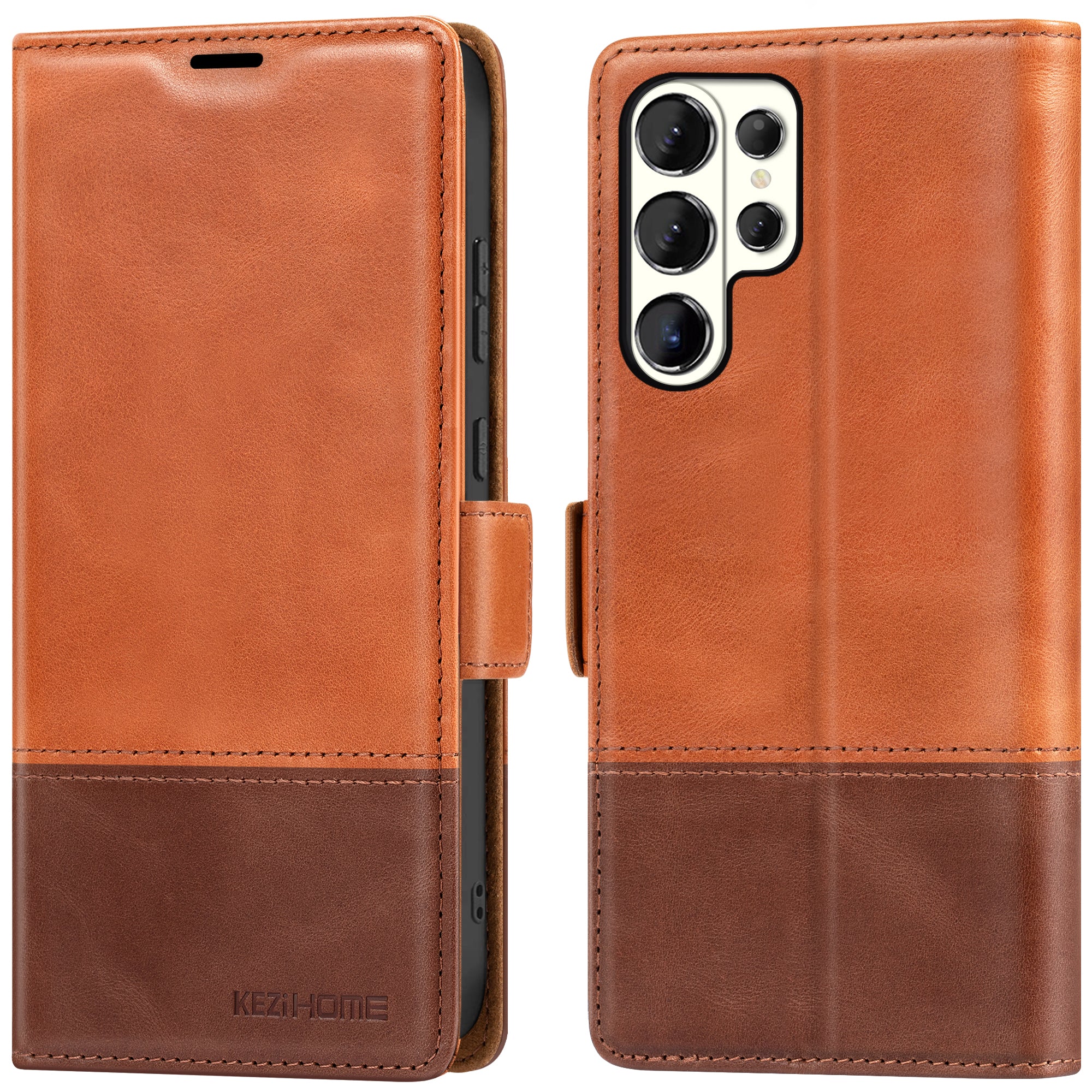 KEZiHOME Case for Galaxy S26 Ultra, Genuine Leather Wallet Case [RFID Blocking] Card Holder Kickstand Magnetic Protective Phone Folio Cover Compatible with Galaxy S26 Ultra 6.9"